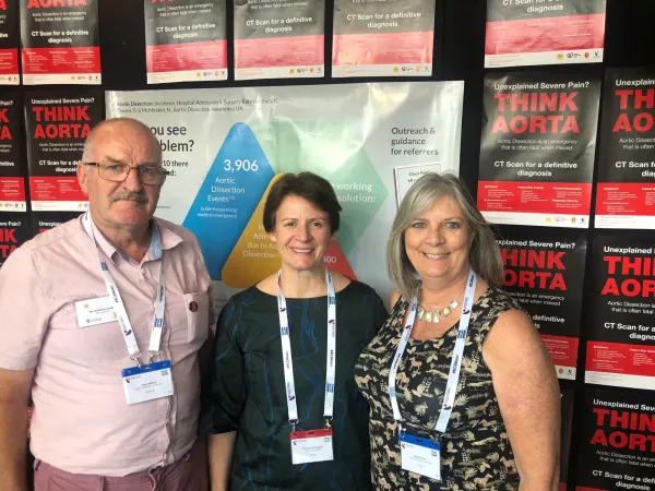 The President of the Royal College of Emergency Medicine, Dr. Katherine Henderson, welcomes two Aortic Dissection patients and their THINK AORTA campaign to the College’s annual conference in 2019.