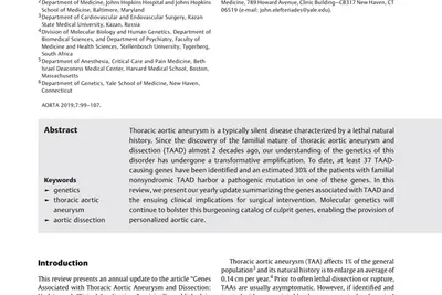 Genetics Update lists 37 genes associated with Aortic Dissection