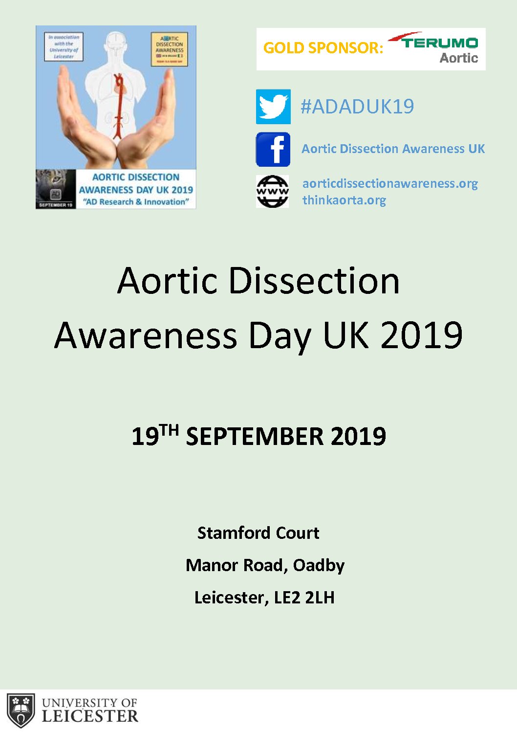 Aortic Dissection Awareness Day UK 2019 in Leicester poster